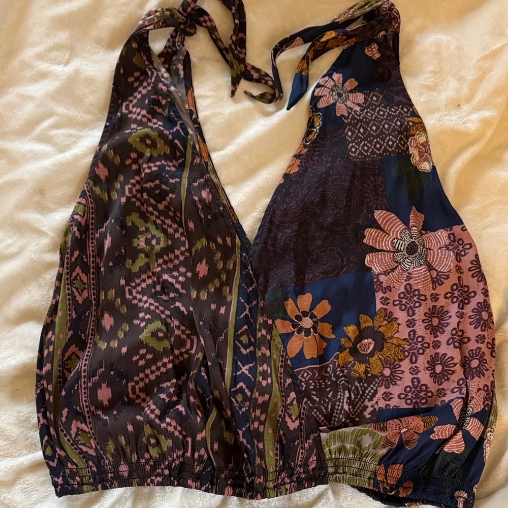 Free People Bohemian Top with Floral and Geometric Patterns
